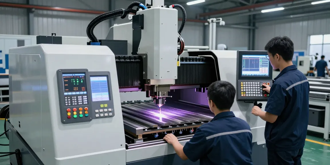 CNC press brake machine for sale in a high-tech manufacturing environment with robotic automation and advanced control systems.