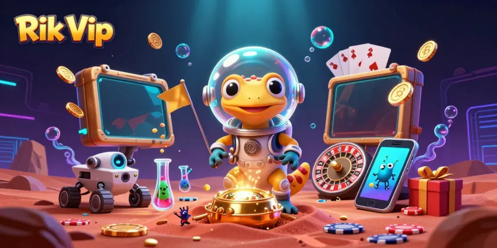 Engage with thrilling slot action in Rik Vip's vibrant Martian casino adventure.