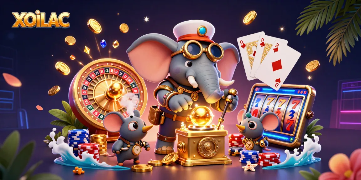 Experience thrilling gameplay with XOILAC, showcasing a dynamic casino scene filled with vibrant characters and elements.