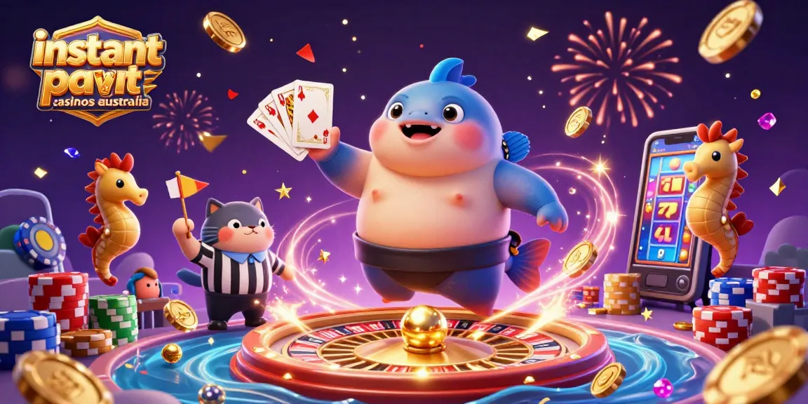 Experience instant payout casinos Australia in this vibrant casino-themed underwater scene.