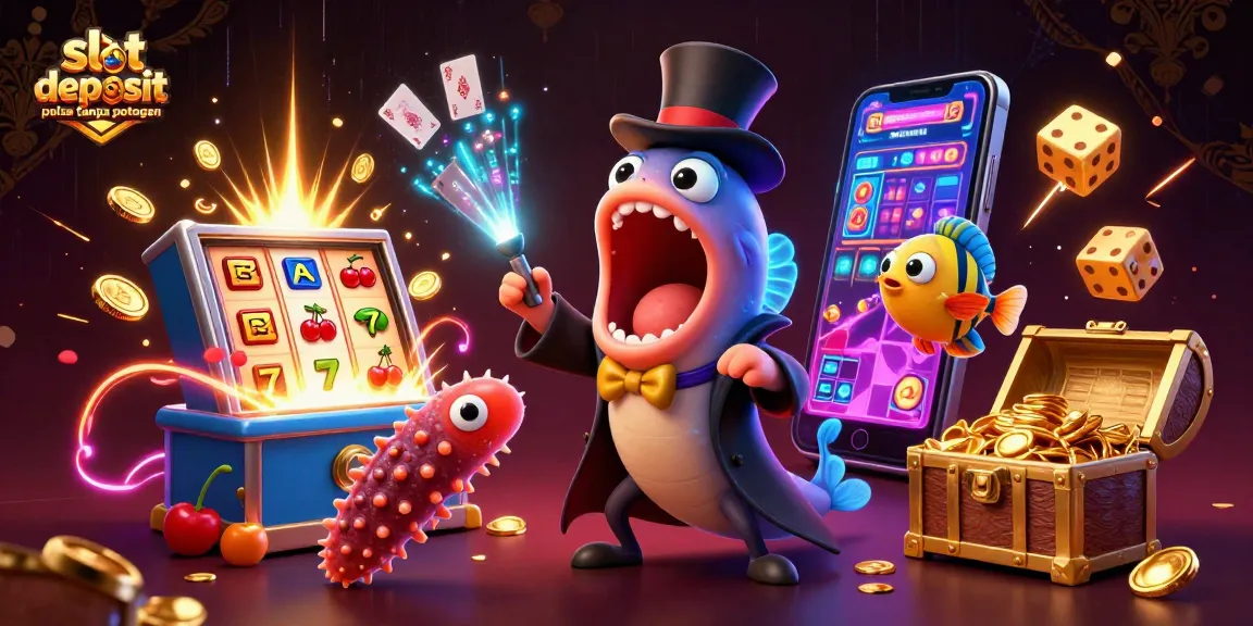 Menggambarkan slot deposit pulsa tanpa potongan dengan gulper eel si penyihir melakukan trik kartu, mengantar pemain meraih jackpot.