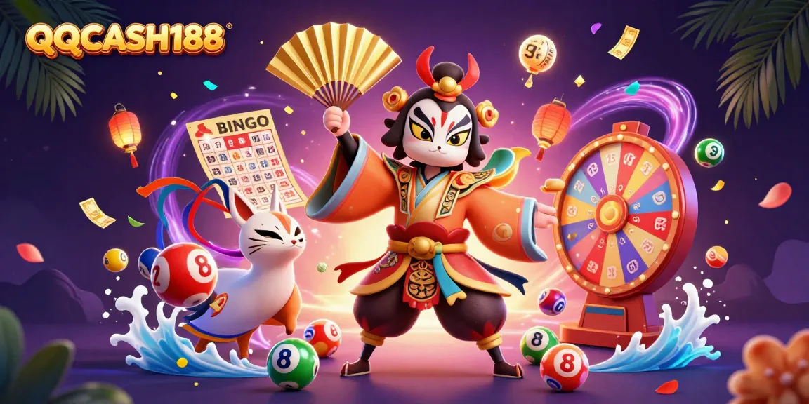 Engage with QQCASH188's vibrant lottery experience featuring dynamic characters and colorful game elements.