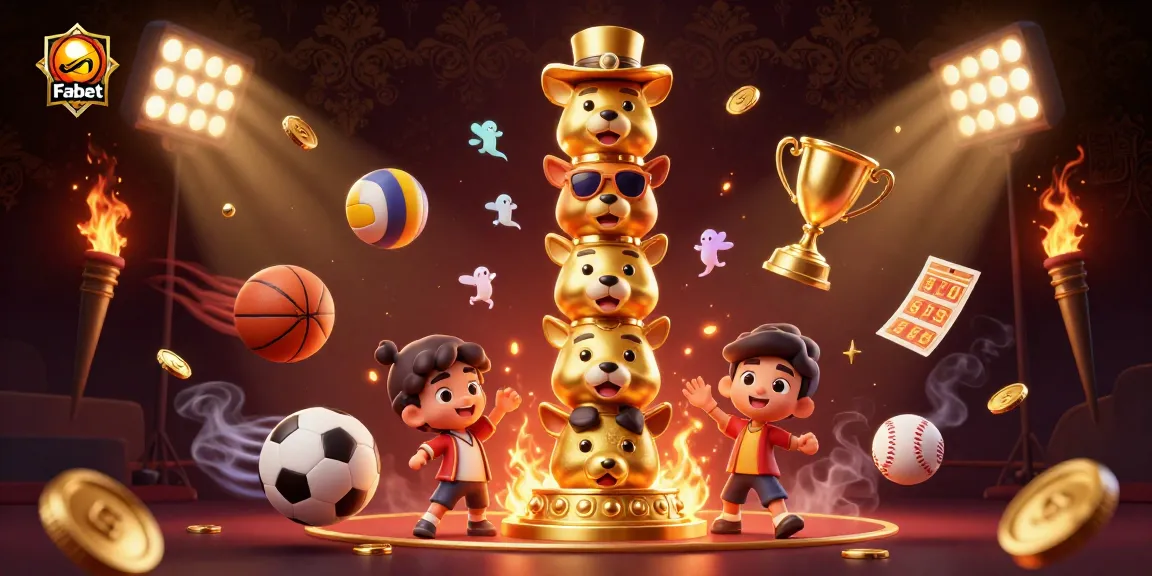 Engage with Fabet’s thrilling sports betting with a dynamic 3D illustration showcasing lively sports elements.