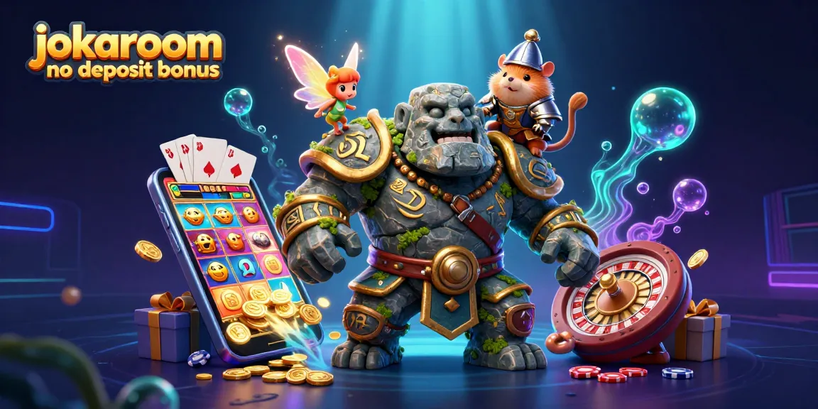 Experience the excitement of jokaroom no deposit bonus with magical characters in a vibrant casino illustration.