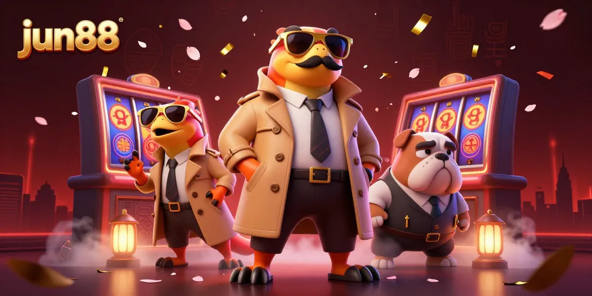 Experience the vibrant thrill of gambling with jun88 in this dynamic casino scene featuring raptors and a bulldog bouncer.